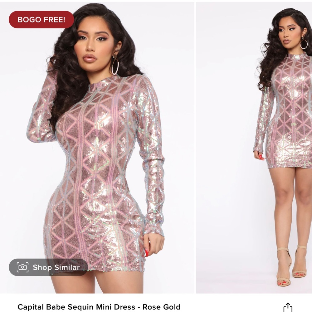 New Sequin Pink/Rose Gold Fashion Nova Dress XL